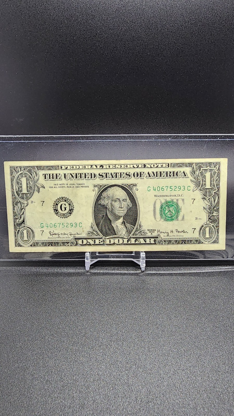 1963A $1 Dollar 8 UNIQUE NUMBERS Federal Reserve Note #G40675293C Fancy Serial # 1963A $1 Dollar 8 UNIQUE NUMBERS Federal Reserve Note #G40675293C Fancy Serial #