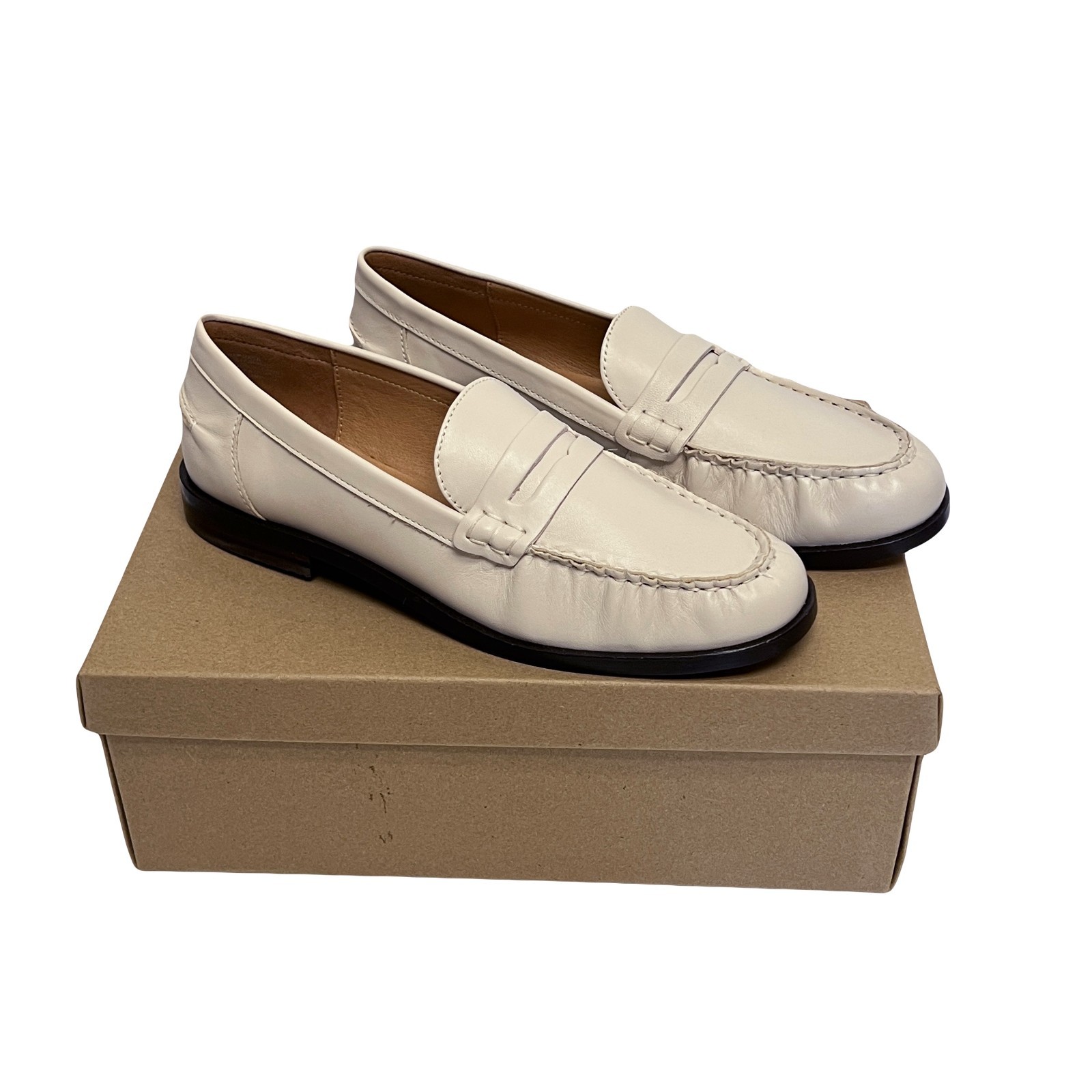 Madewell Women\'s Penny Loafer Leather NJ256 Pale Oyster Size 9
