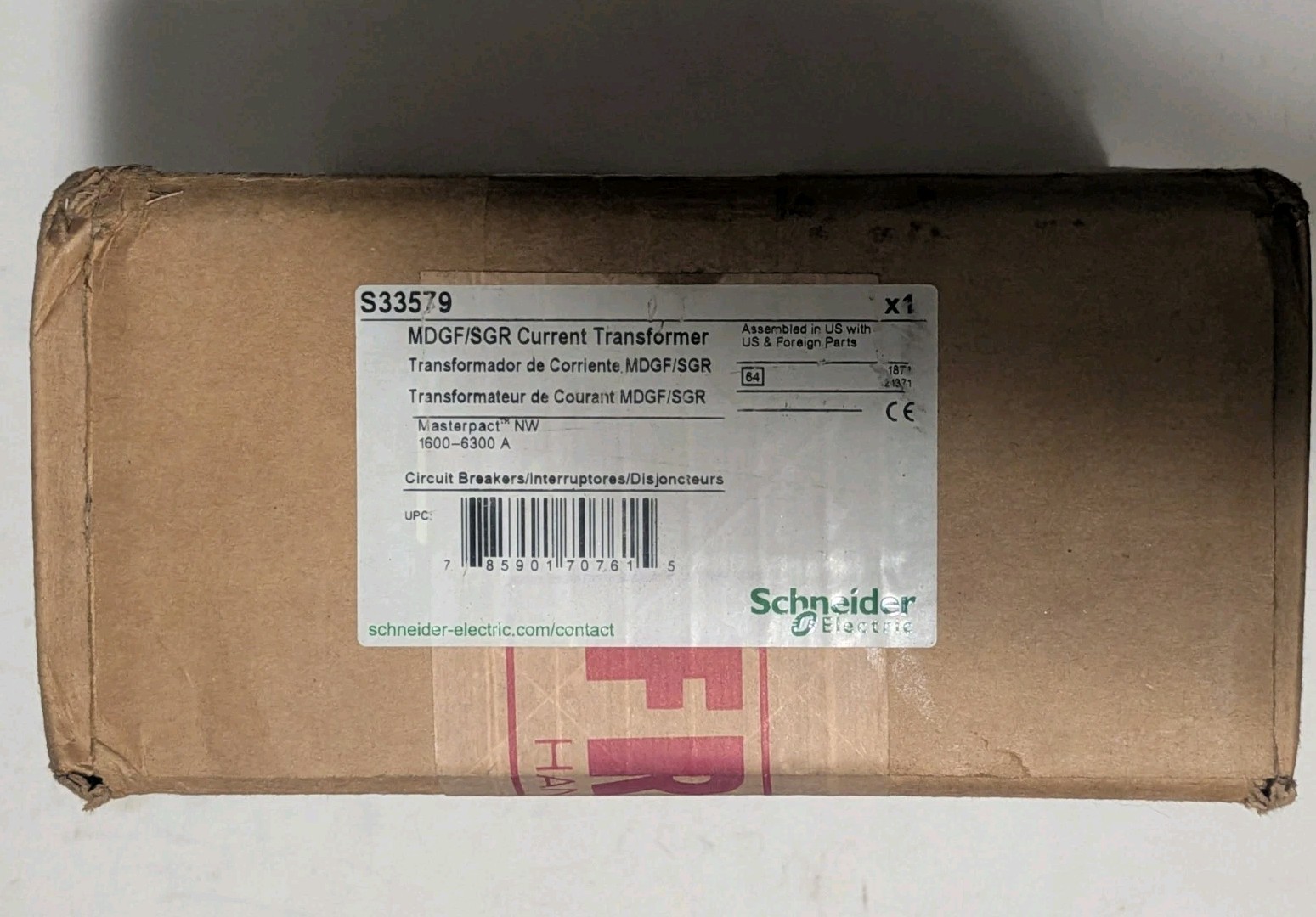 Schneider Electric S33579 MDGF/SGR Current Transformer Masterpact NW 1600-6300A Schneider Electric S33579 MDGF/SGR Current Transformer Masterpact NW 1600-6300A