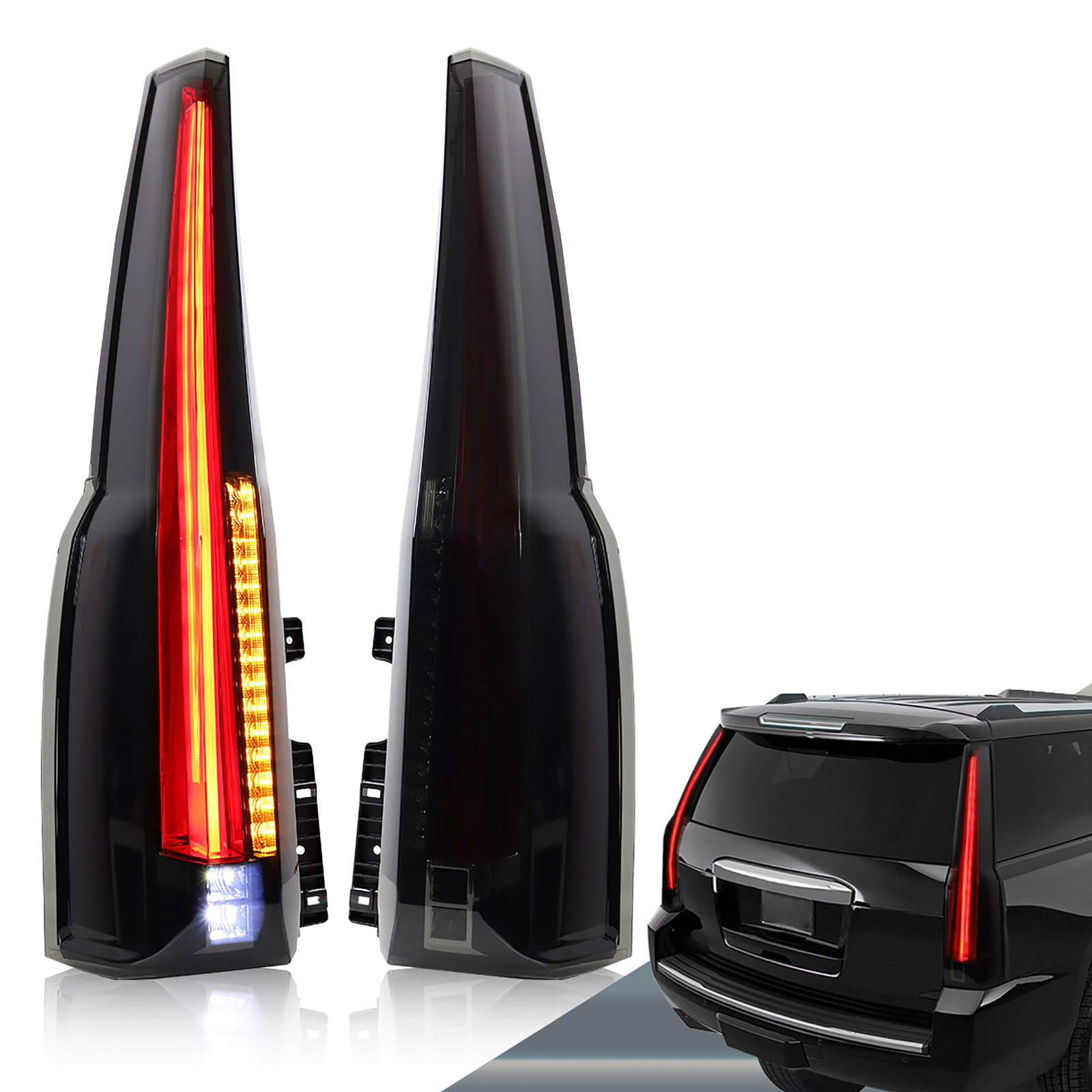 Pair Smoked LED Tail Lights For 2015-2020 GMC Yukon Cadillac Escalade Rear Lamp Pair Smoked LED Tail Lights For 2015-2020 GMC Yukon Cadillac Escalade Rear Lamp