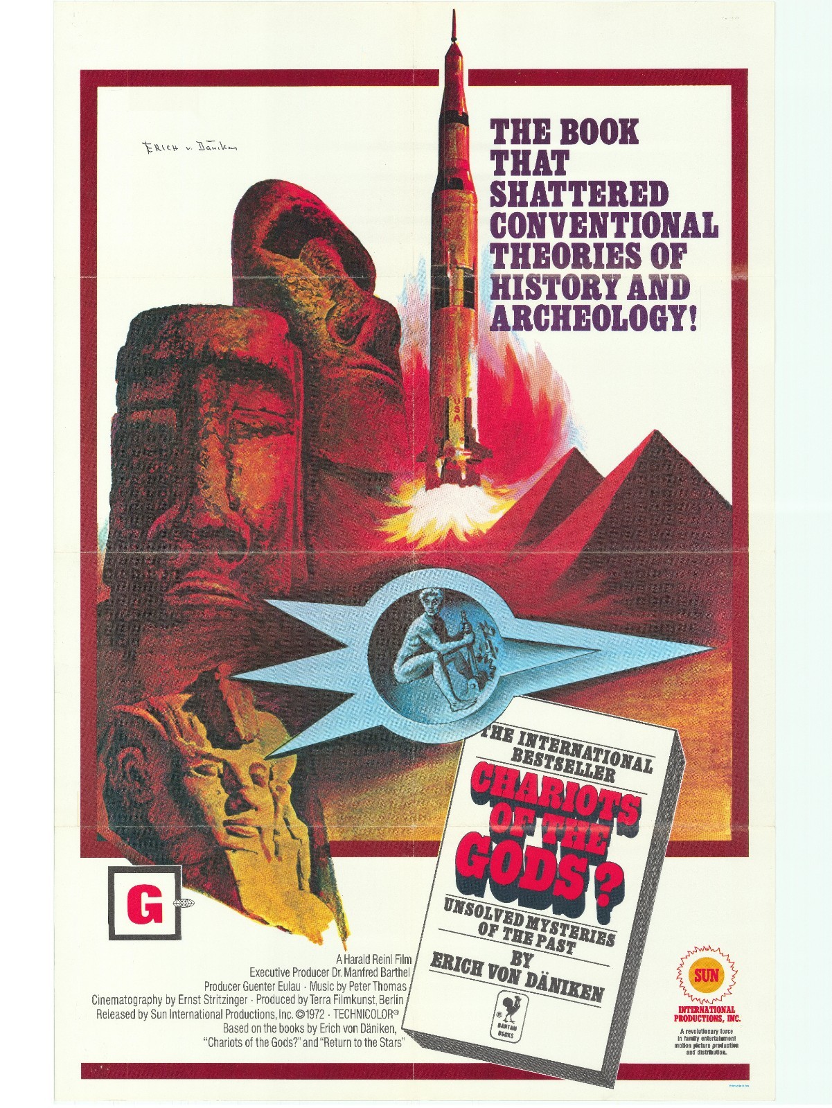 SIGNED Chariots of the Gods Original Theatrical Poster, 1972 Erich von Daniken