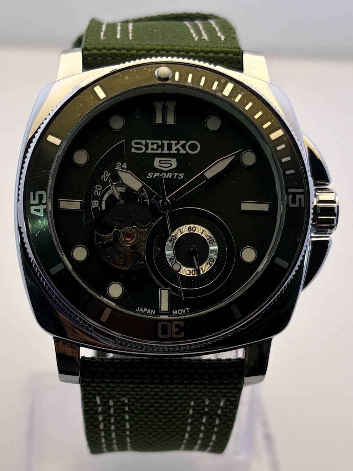 Refurbished Men's Seiko 5 Sports Tourbillon Automatic Green Dial Sub-Sec Watch