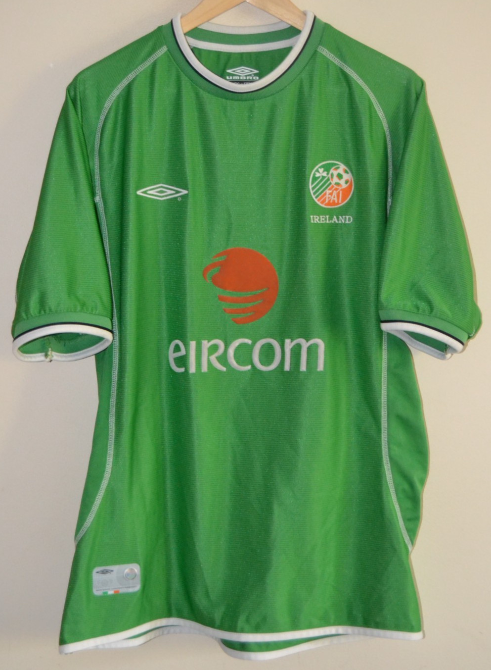 Vtg Ireland 2002 Umbro Green S/S Home Shirt Mens Size Large 41/43\ Vtg Ireland 2002 Umbro Green S/S Home Shirt Mens Size Large 41/43\