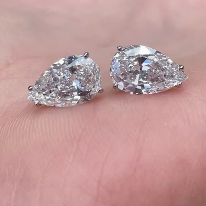 14k White Gold 4CT Pear Cut Lab Grown UGL Certified Diamond Solitaire Earrings 14k White Gold 4CT Pear Cut Lab Grown UGL Certified Diamond Solitaire Earrings