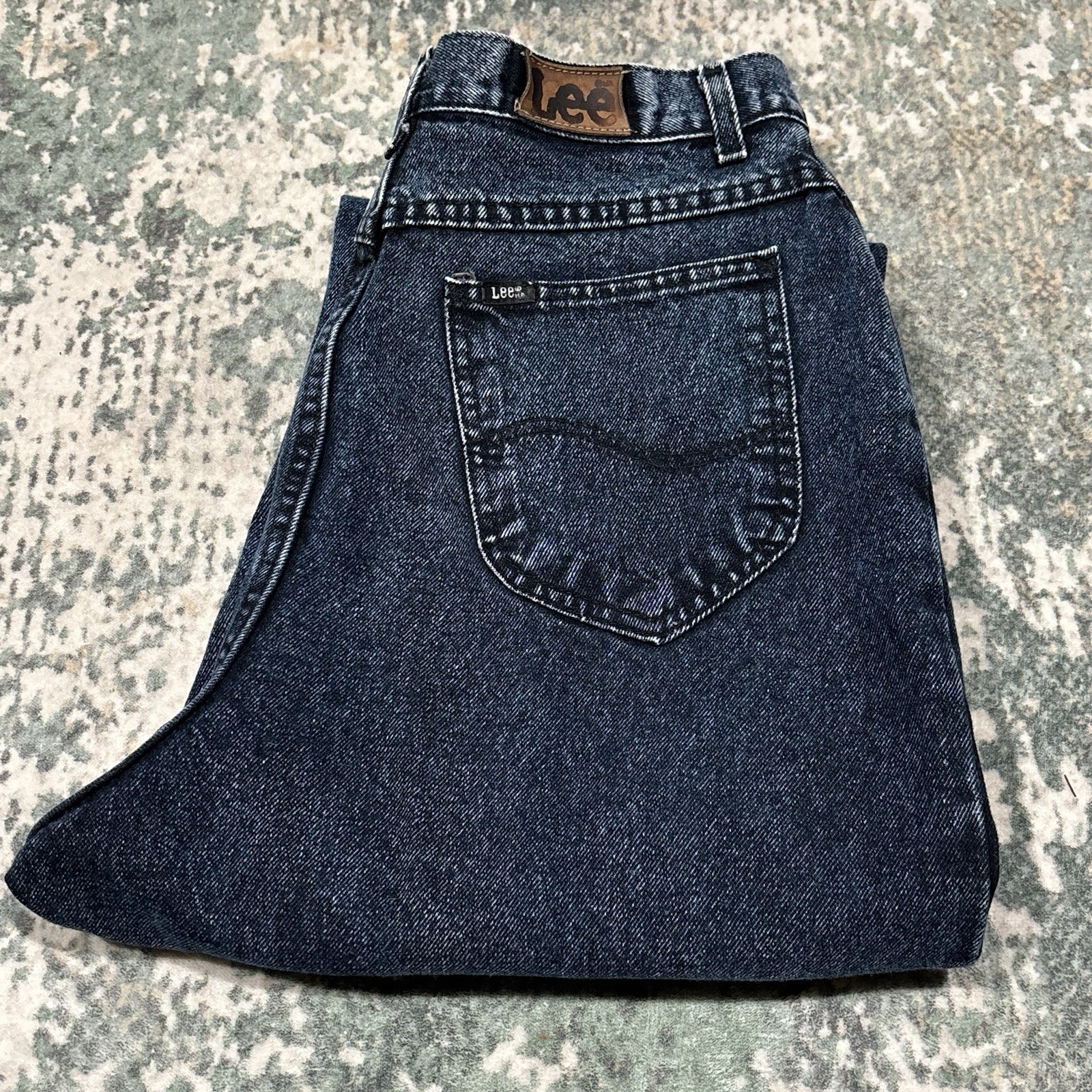 Vintage Lee Dark Acid Wash Jeans Ultra High Rise Pleated Mom 16L USA Vintage Lee Dark Acid Wash Jeans Ultra High Rise Pleated Mom 16L USA
