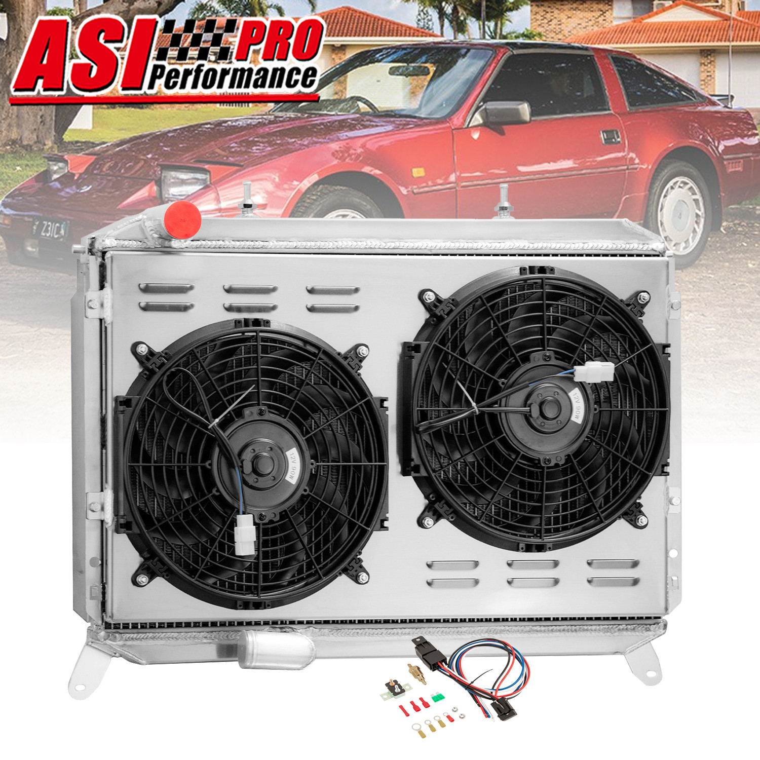 3-Row Aluminum Radiator Shroud Fan Fit 1984-1988 Nissan 300ZX Z31 VG30 #CC762 US