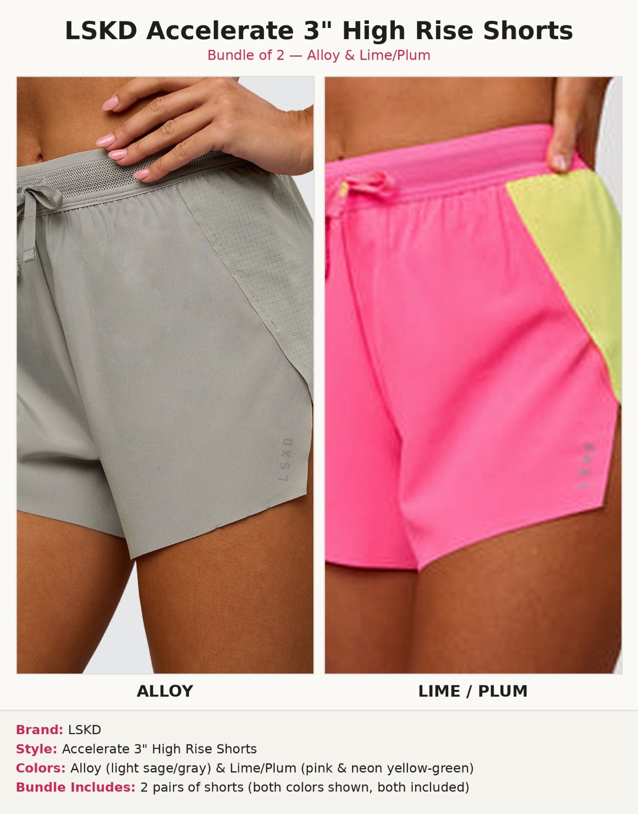 BUNDLE 2x LSKD NEW Grey Pink Yello Womens Accelerate 3