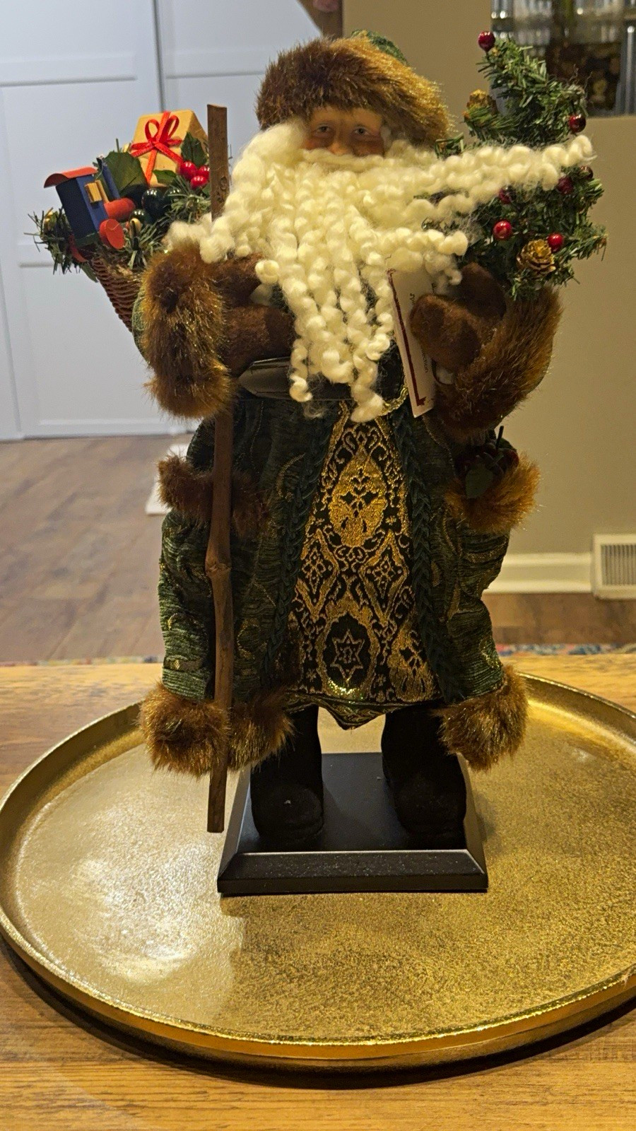 St. Nicholas Square Spirit of Santa Green Santa Figurine Basket Tree 17” St. Nicholas Square Spirit of Santa Green Santa Figurine Basket Tree 17”