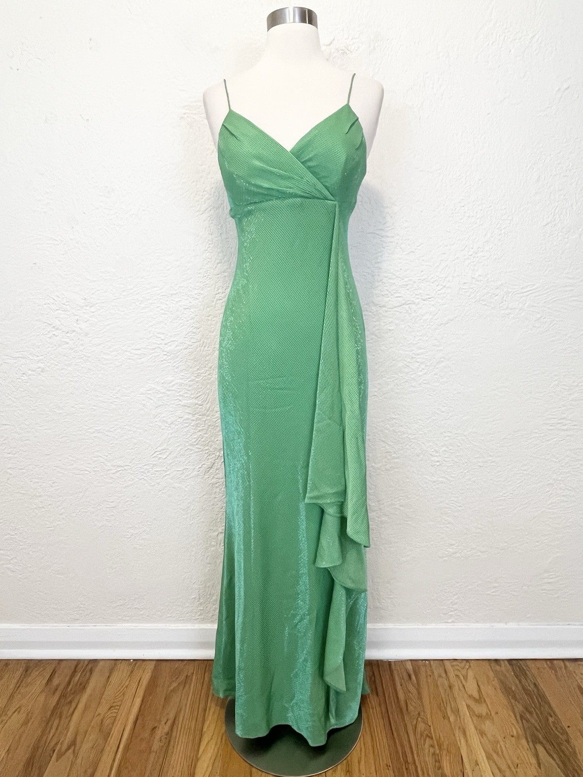 Vintage Y2K Green Metallic Dress Gown Fairy Whimsy 90s 7/8 Small S Vintage Y2K Green Metallic Dress Gown Fairy Whimsy 90s 7/8 Small S