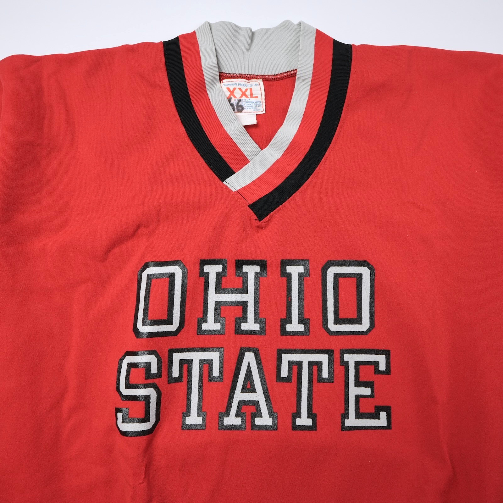 Vtg 70s Champion Ohio State Buckeyes V-Neck Pullover Warm Up Team Jacket XXL 60s
