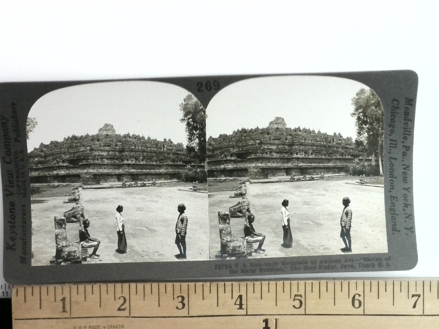 Boro Budur Java Stereoview Keystone View Co. 1900s Dutch East Indies Temple