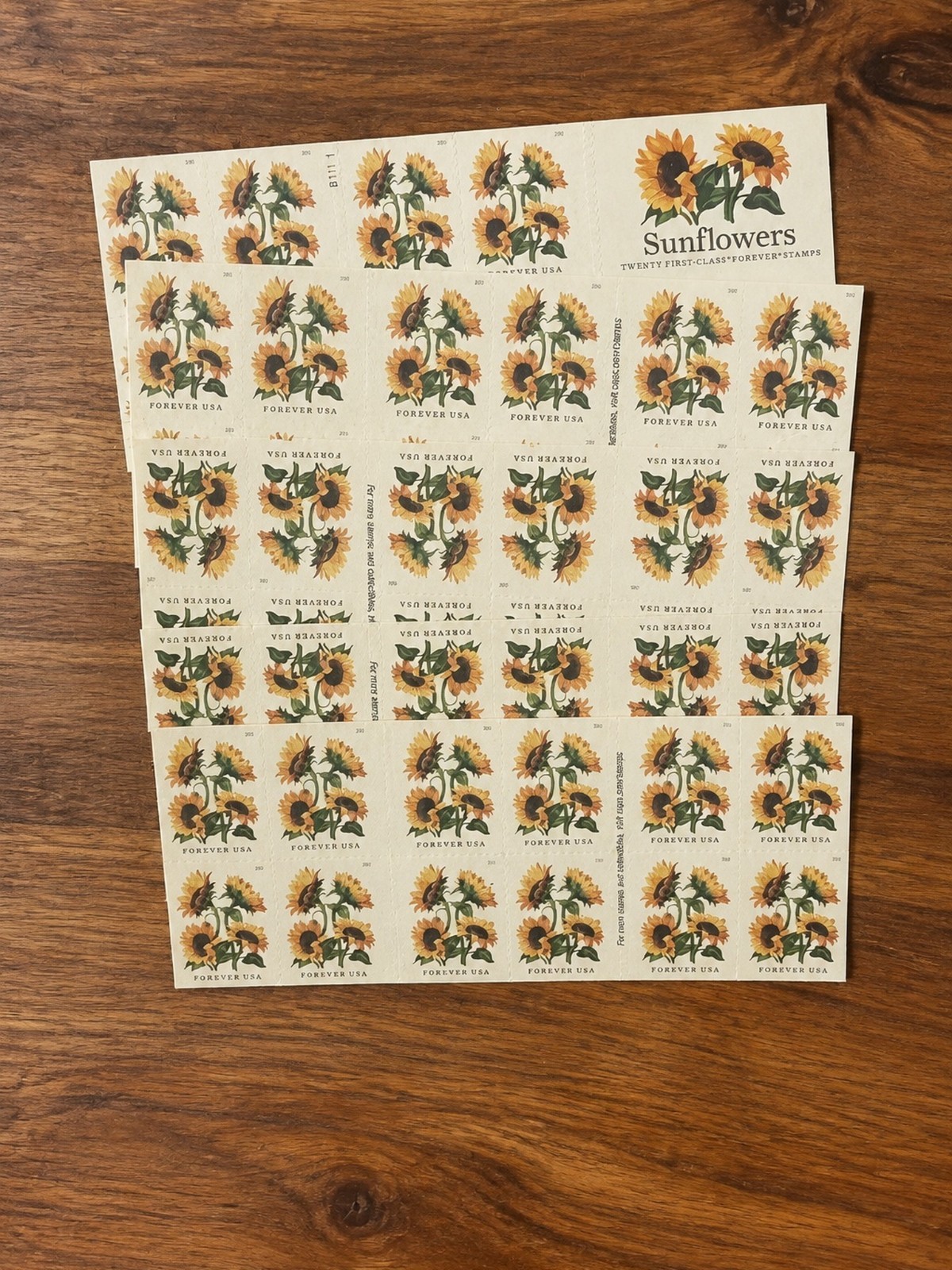 Sunflowers Stamps Book of 100 Letter Postage Stamps Sunflowers Stamps Book of 100 Letter Postage Stamps