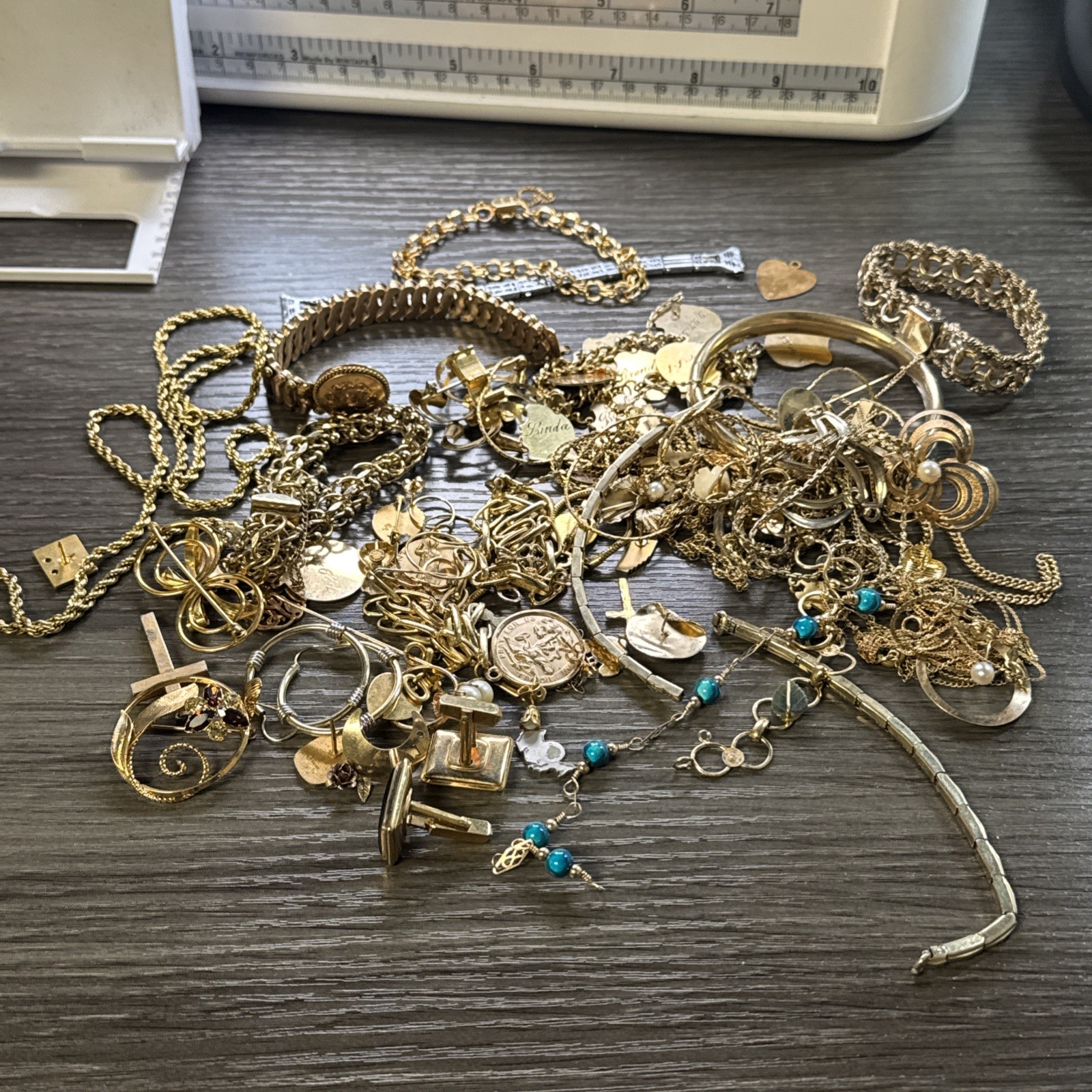 Lot of Gold Filled Vintage Antique Jewelry Wear Scrap Refine 300g