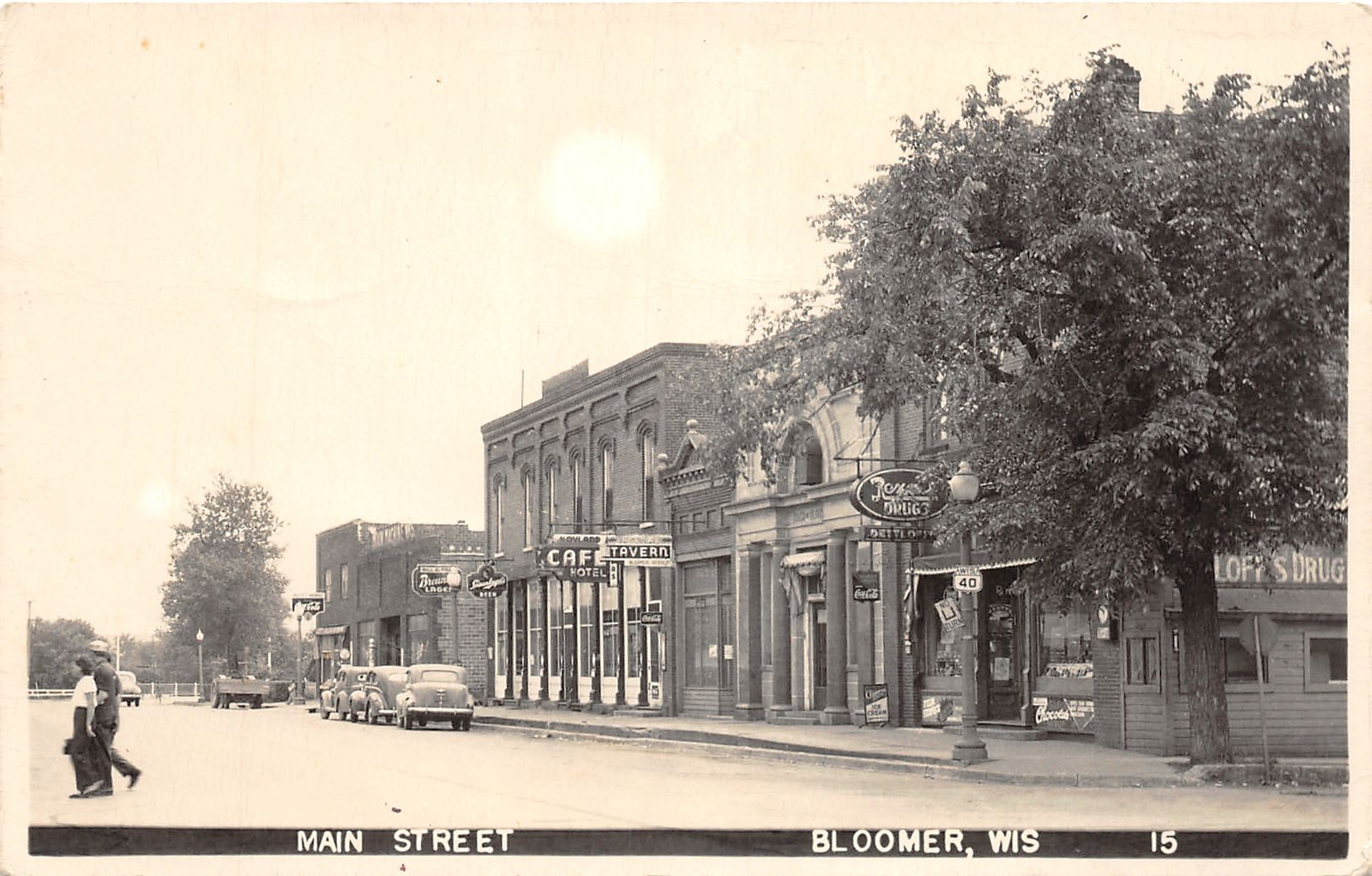 J67/ Bloomer Wisconsin RPPC Postcard c1940-50s Main Street Stores 217
