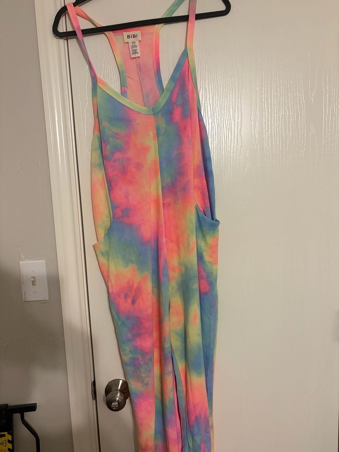 BiBi Tie Dye Jumpsuit Size L Multicolor Tank Pockets BiBi Tie Dye Jumpsuit Size L Multicolor Tank Pockets