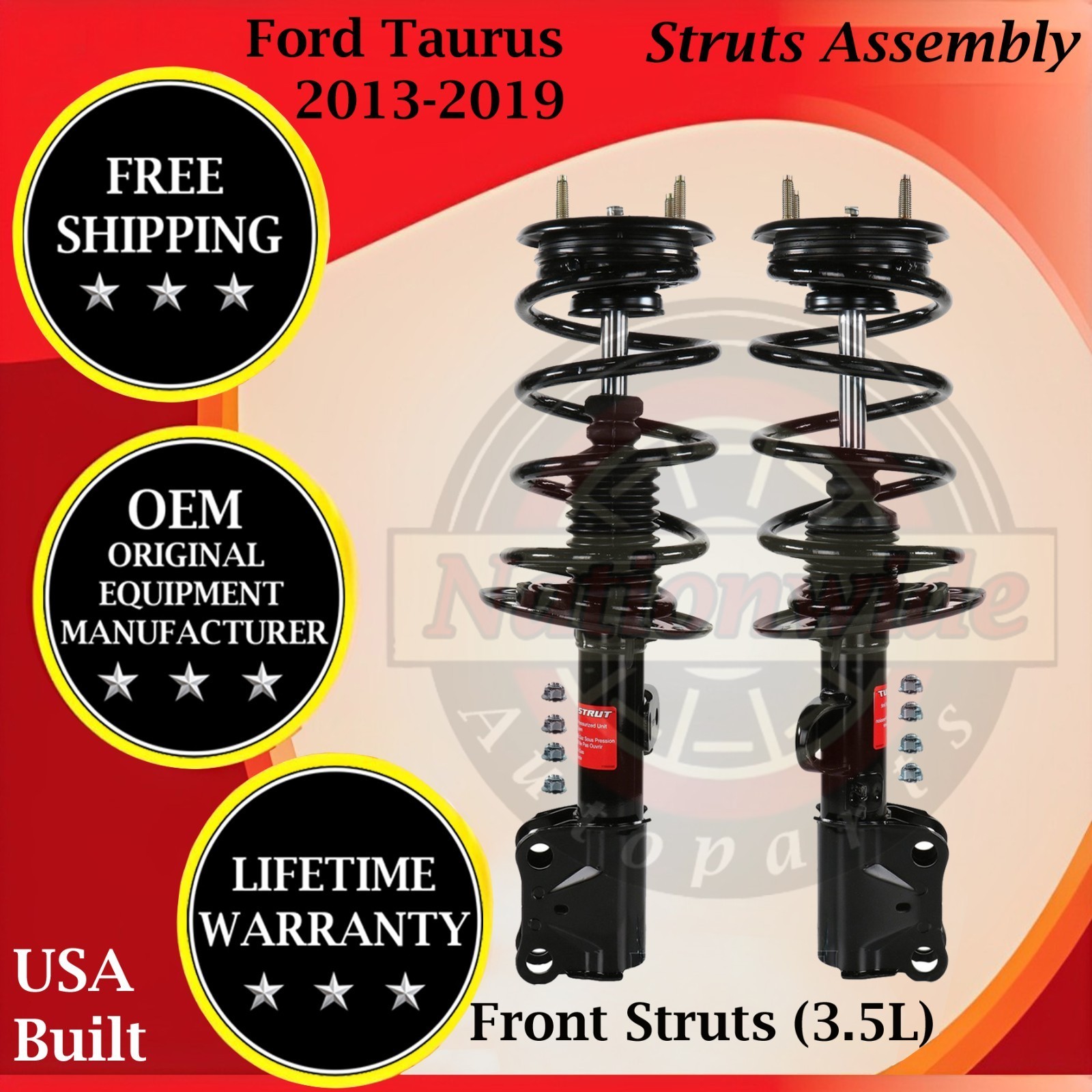 Monroe OEM Front Struts For 2013-2019 Ford Taurus Lifetime Warranty