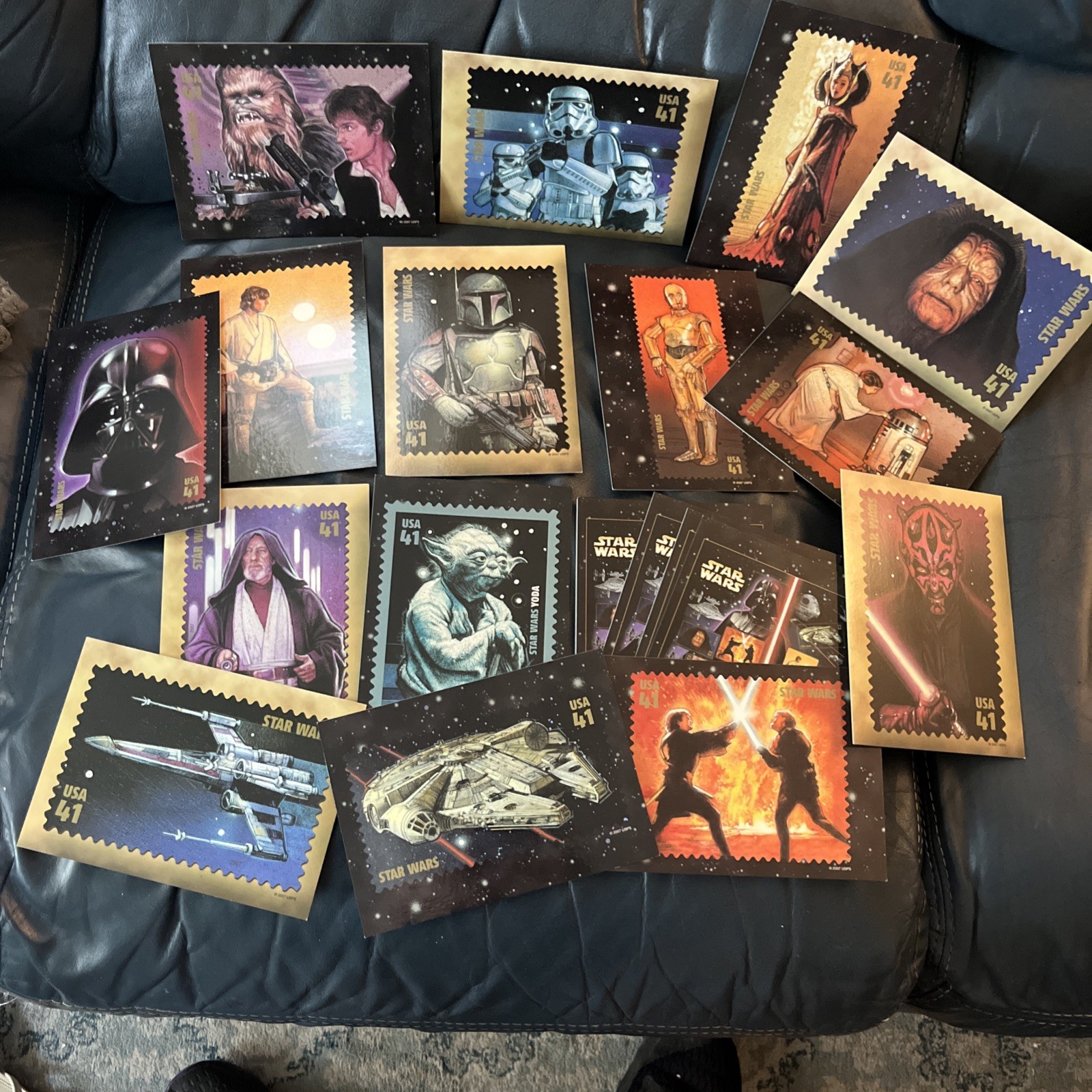 USPS JUMBO STAMP IMAGE JUMBO POSTCARD, STAR WARS 2008 Lot Of 18 Excellent USPS JUMBO STAMP IMAGE JUMBO POSTCARD, STAR WARS 2008 Lot Of 18 Excellent