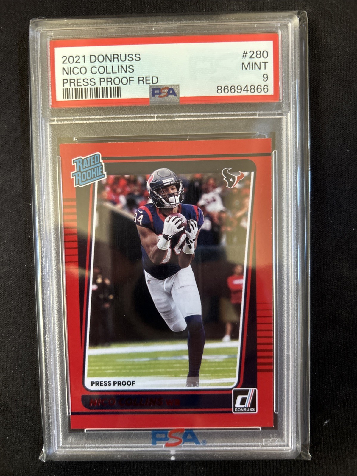 2021 Panini Donruss - Rated Rookie Nico Collins #280 Press Proof Red (RC) PSA 9 2021 Panini Donruss - Rated Rookie Nico Collins #280 Press Proof Red (RC) PSA 9
