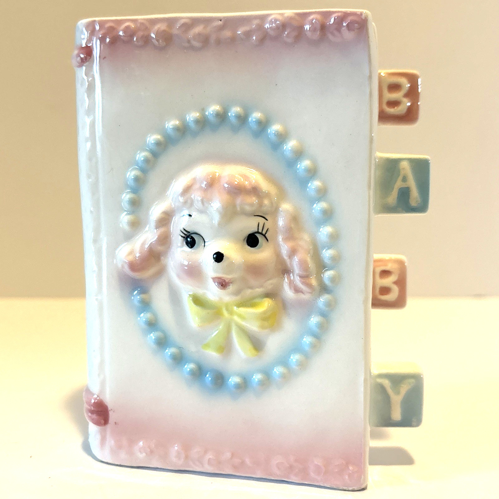 Vintage VELCO Japan Baby Book Poodle Planter Nursery Ceramic 1950s MCM Vintage VELCO Japan Baby Book Poodle Planter Nursery Ceramic 1950s MCM