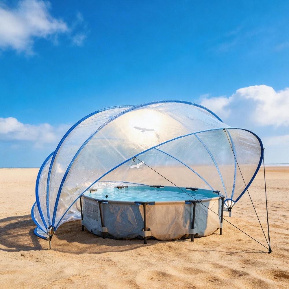 16/18FT Retractable Above-Ground Pool Dome All Weather Cover UV Dirt Heat Retain