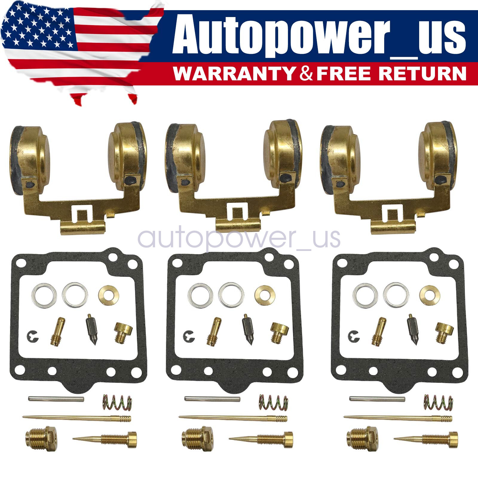 3 X Fits Yamaha 1978-79 XS750 XS 750 Carburetor Carb Rebuild Repair Kit & Floats