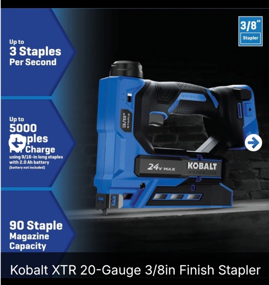 Kobalt XTR 20-Gauge 3/8in Finish Stapler