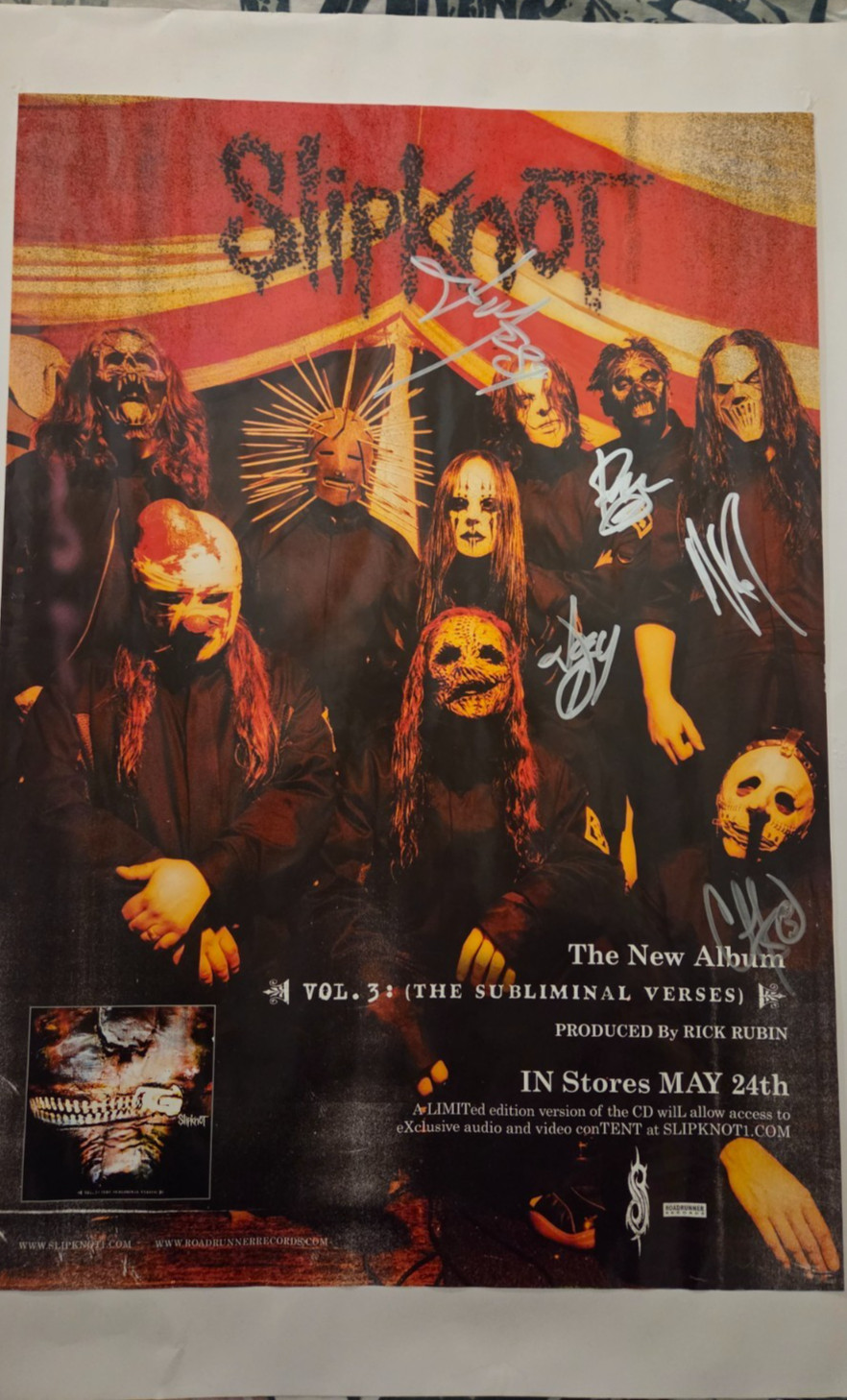 slipknot signed poster Joey, Paul and Chris autograph slipknot signed poster Joey, Paul and Chris autograph