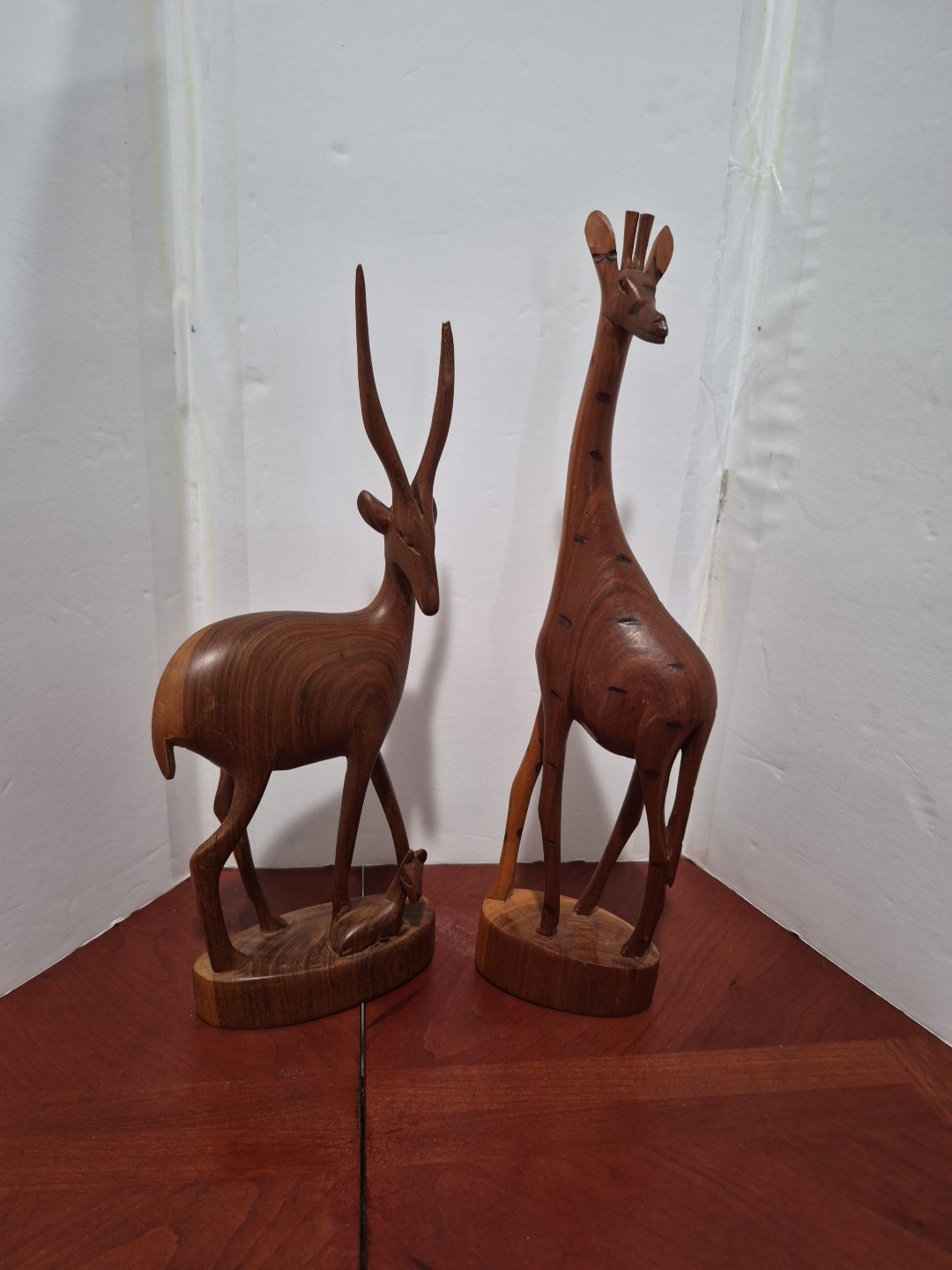 Vintage MCM hand carved teak wood pair 1960s Kenyan figurine Vintage MCM hand carved teak wood pair 1960s Kenyan figurine