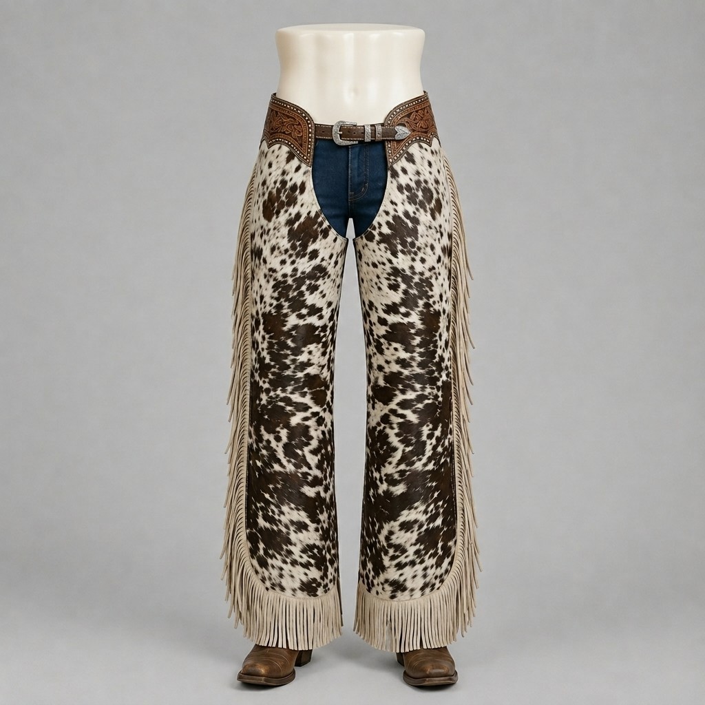 Hair-On Cowhide Leather · Western Rodeo & Cowgirl Statement Chaps