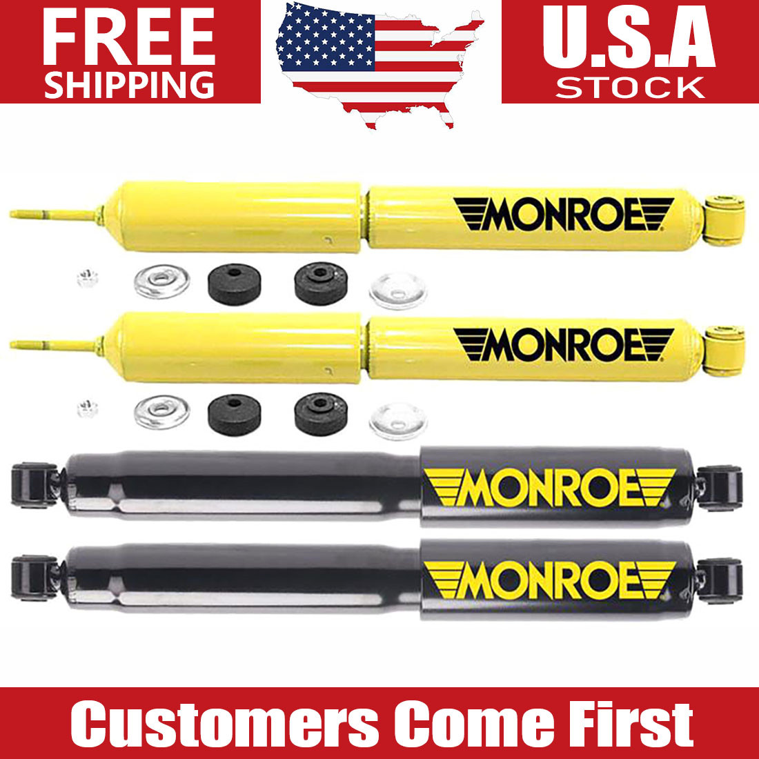 Monroe OEM Set of 4 Front & Rear Shocks for Ford F-100 F-150 F-250 2WD