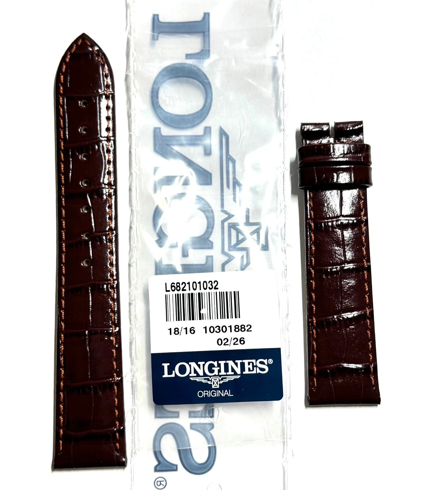 Original Longines 18mm BROWN Leather Watch Band Strap # L682101032