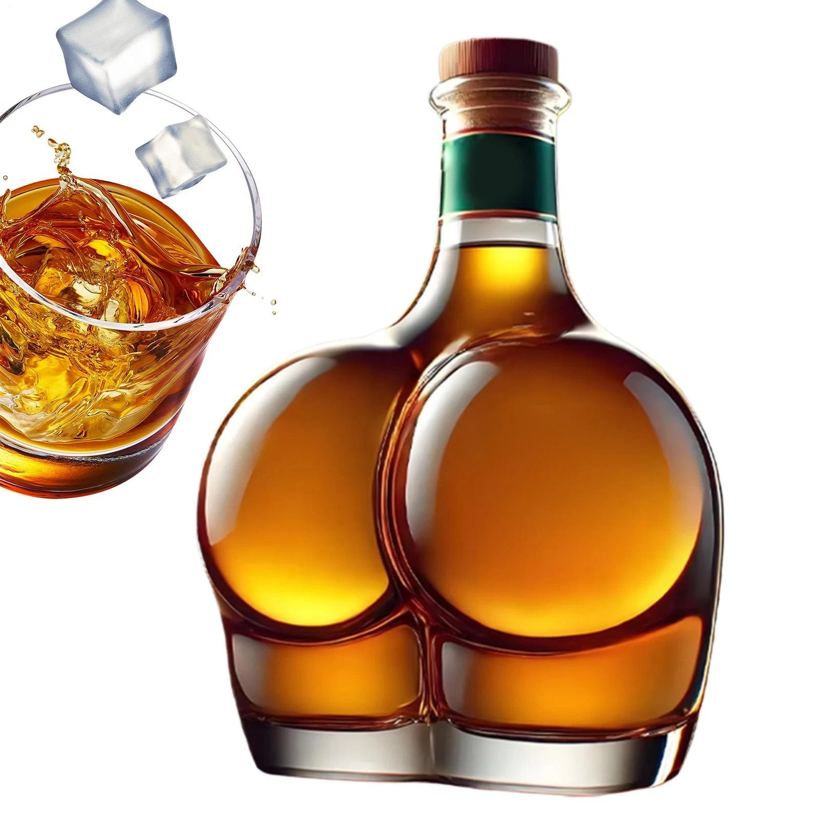 Peach Whiskey Bottle Funny Whiskey  Unique Glass Set (Empty Wine Bottle)
