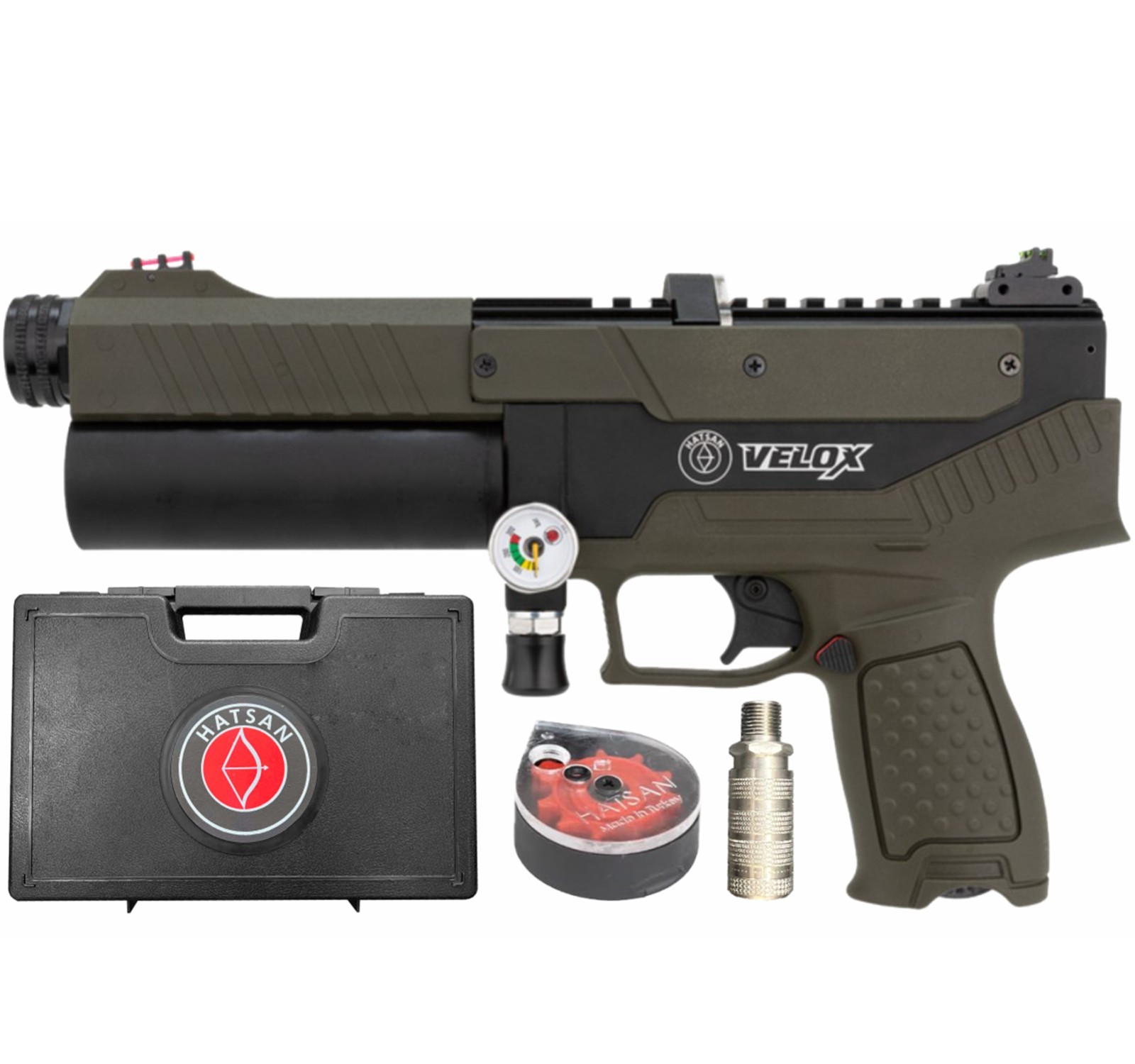 Hatsan Velox Bolt Semi-Auto PCP OD Green .25 Cal Air Pistol HGVLX25OD