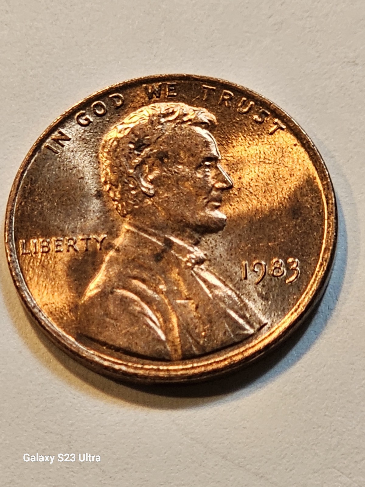 1983 Lincoln Penny,Off-centered Strike Rev.,Die Attrition Errors, Mint Error
