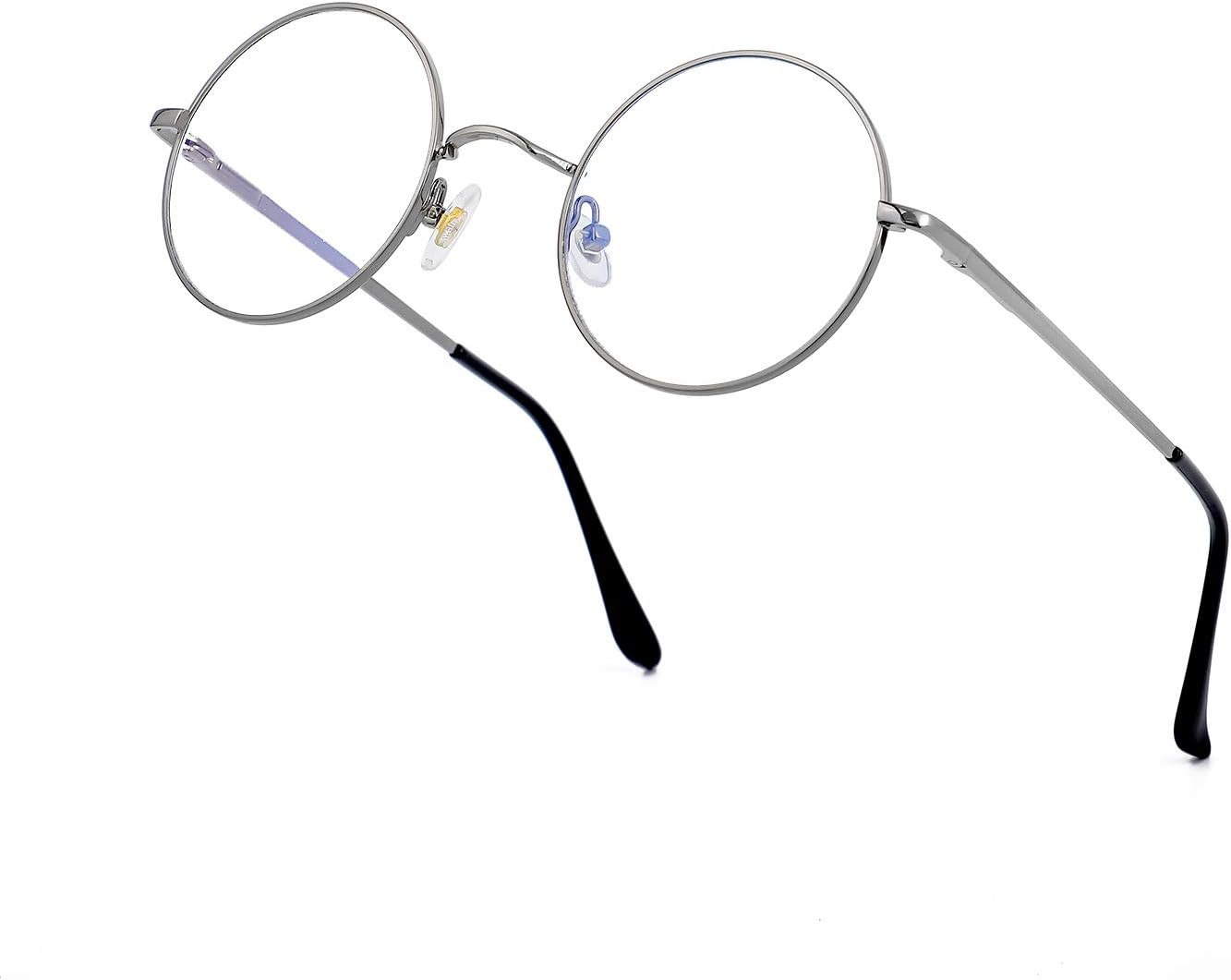 round Blue Light Blocking Glasses for Women Men Circle Clear Lens Metal round Blue Light Blocking Glasses for Women Men Circle Clear Lens Metal