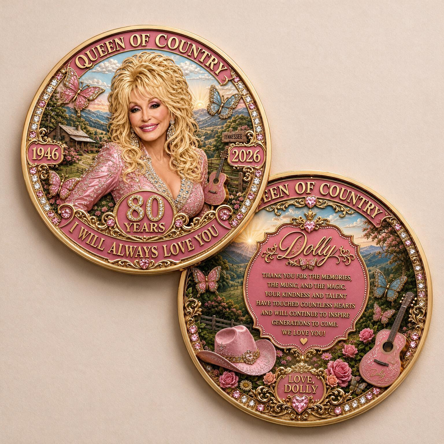 Dolly Parton Queen of Country 80 Years Coin I Will Always Love You Tribute Gift Dolly Parton Queen of Country 80 Years Coin I Will Always Love You Tribute Gift