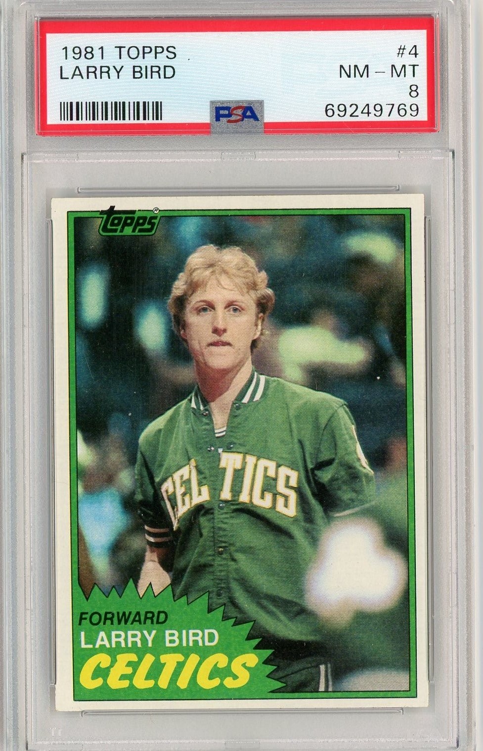 Graded 1981 Topps Larry Bird #4 2nd Year Basketball Card PSA 8 NM-MT Graded 1981 Topps Larry Bird #4 2nd Year Basketball Card PSA 8 NM-MT