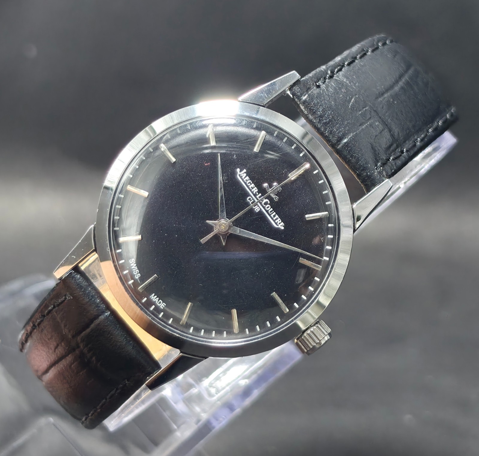 Vintage Jaeger-LeCoultre Club Black Dial Hand Winding Refurbished Watch