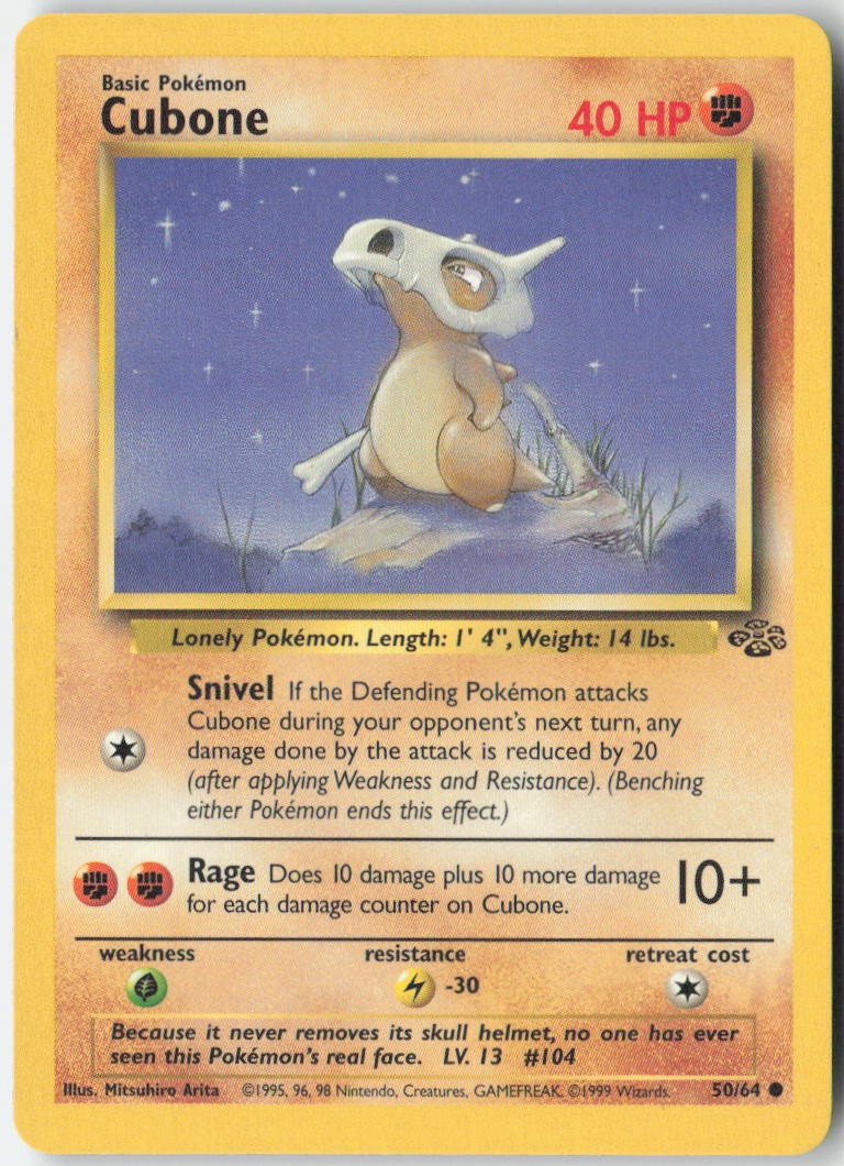 Cubone 50/64 Common Jungle Pokemon Unlimited Moderately Played