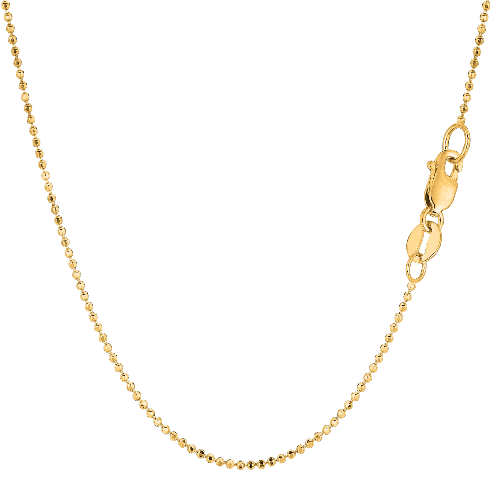 14K Yellow Gold Diamond Cut Bead Chain, Width 1.2mm 14K Yellow Gold Diamond Cut Bead Chain, Width 1.2mm