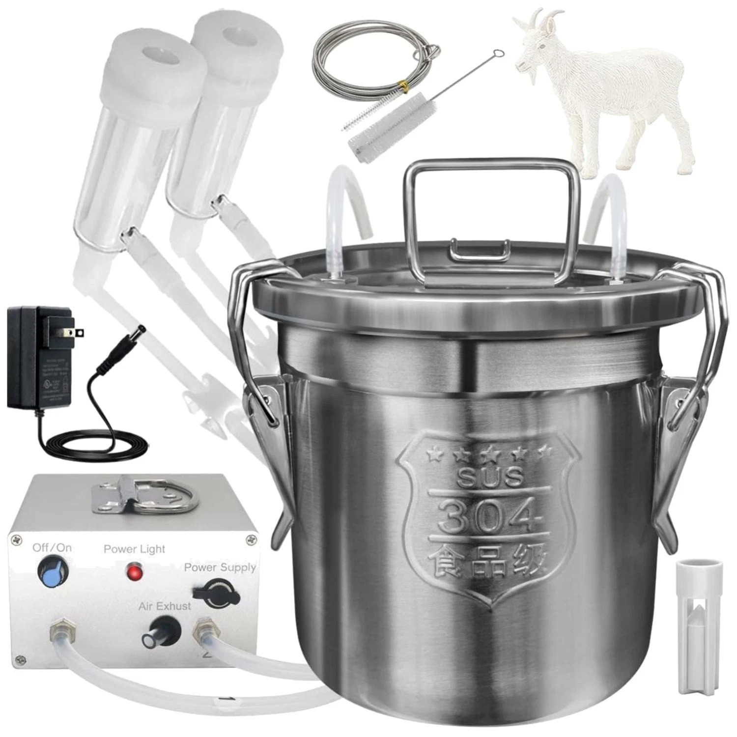 Stainless Steel 6L Goat Milking Machine, Speed Adjustable