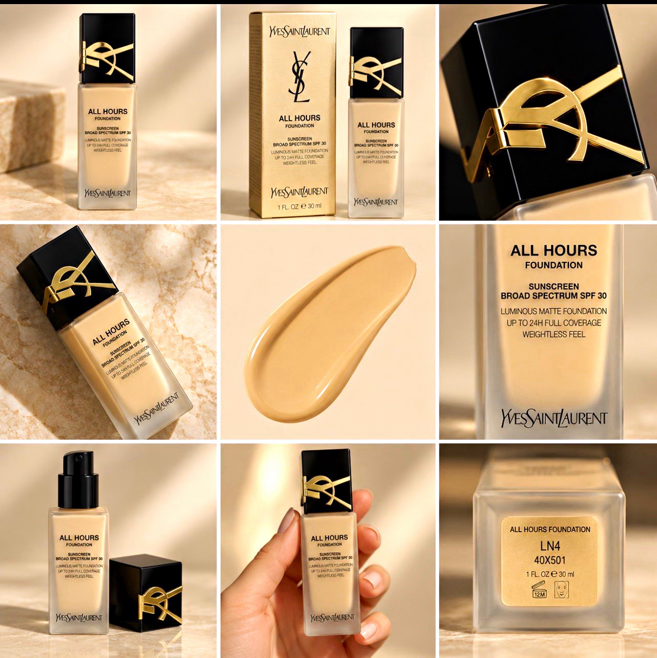 Yves Saint Laurent All Hours Foundation Liquid Full Matte SPF 30 LN4 1 oz