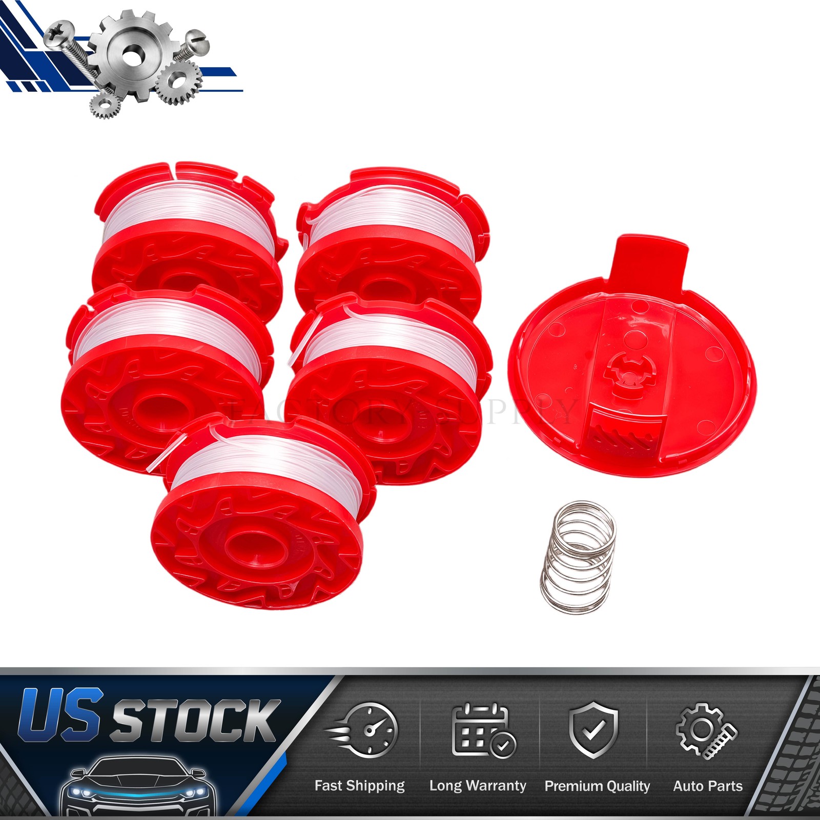 5x String Trimmer Spool Line 1x Cap 1x Spring For Craftsman CMCST900 CMZST065