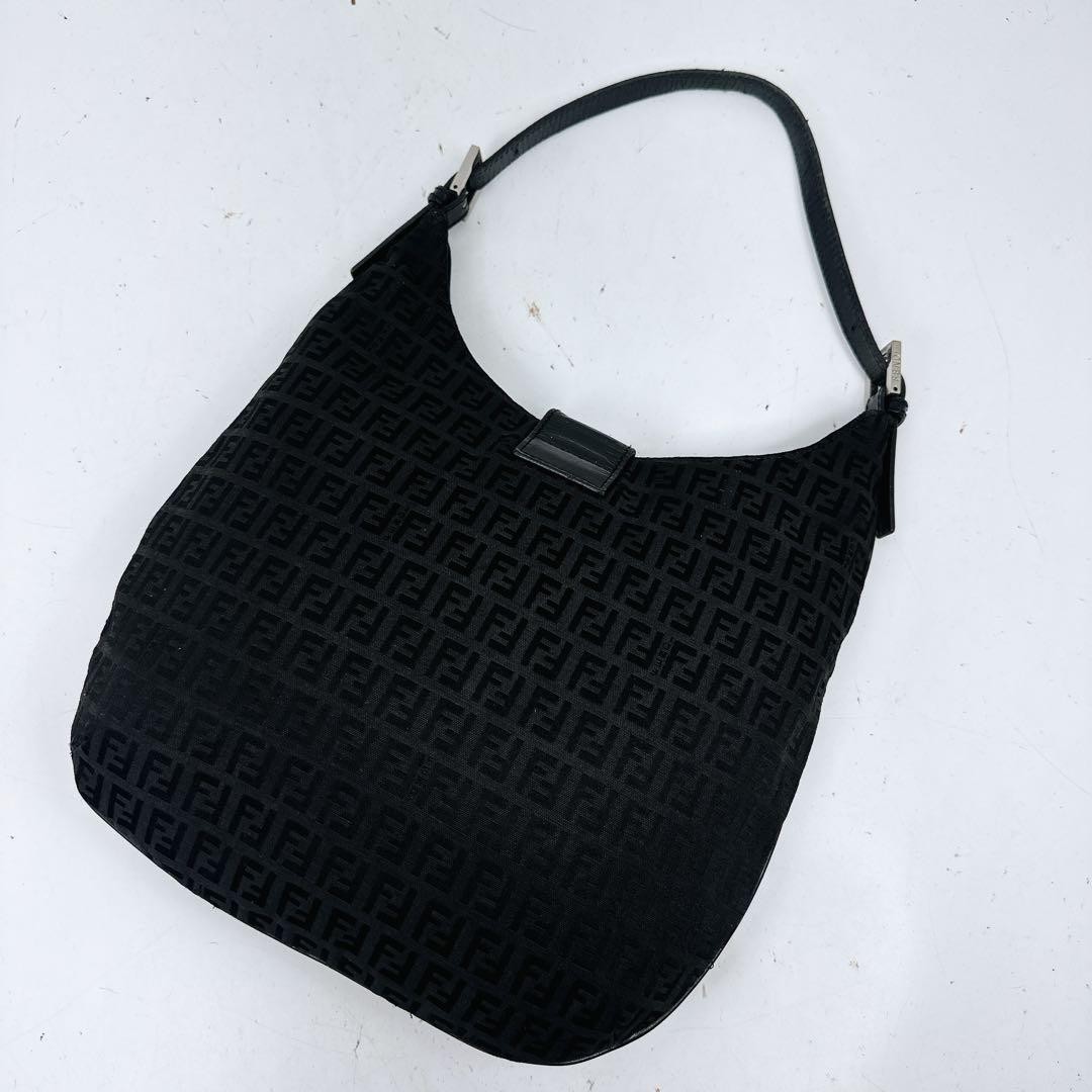 FENDI Mamma Baguette Black Canvas Shoulder Bag Vintage Japan