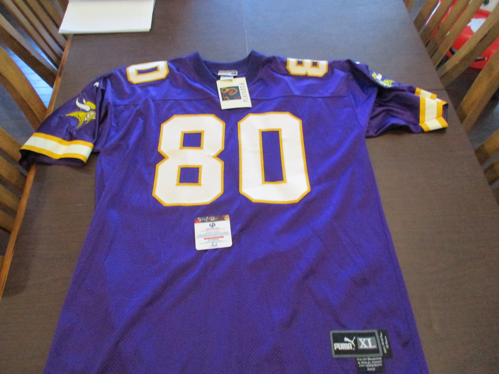 Chris Carter Signed / Autographed Custom Jersey Minnesota Vikings GA coa Chris Carter Signed / Autographed Custom Jersey Minnesota Vikings GA coa