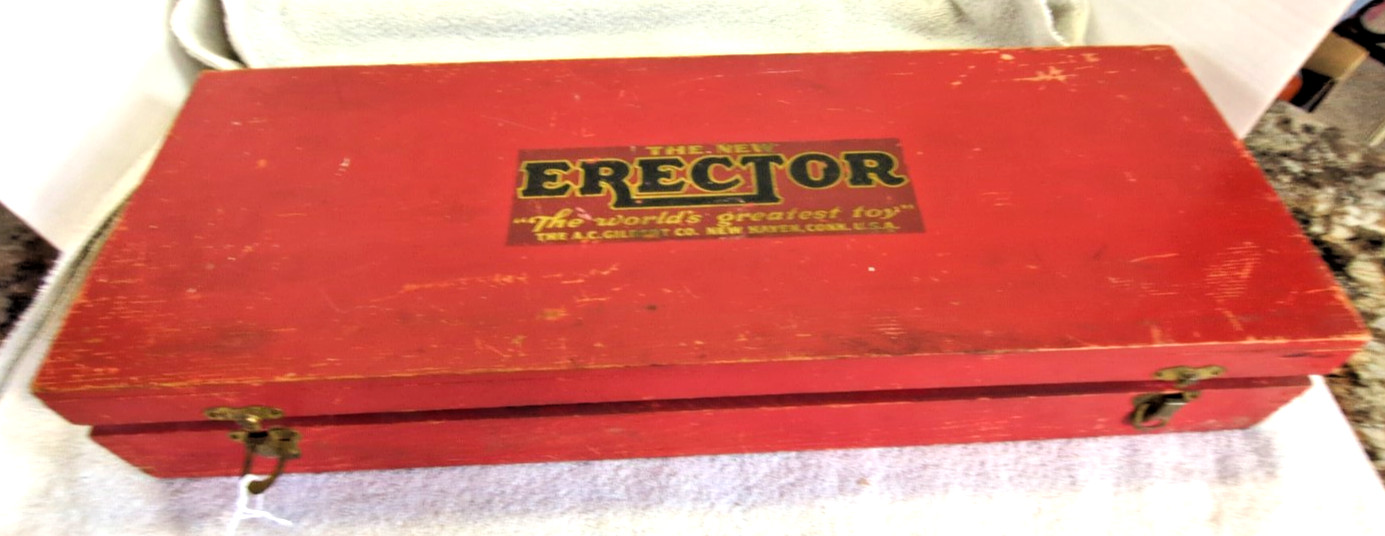 Ant. Vint. 1920s Wooden Box No. 6 Erector Set & Meccano #1 Set Ant. Vint. 1920s Wooden Box No. 6 Erector Set & Meccano #1 Set