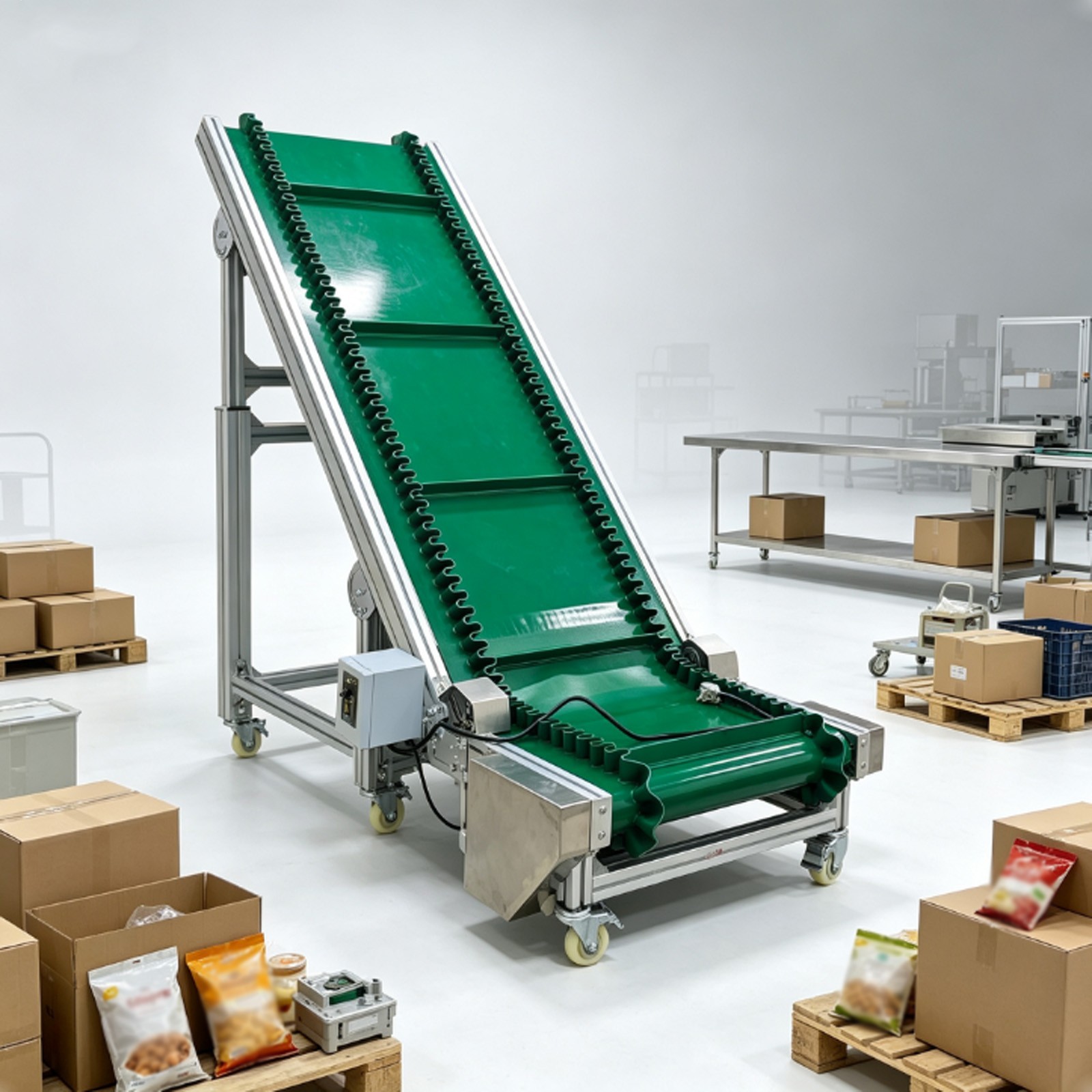 110V Inclined PVC Belt Conveyor 78.7\