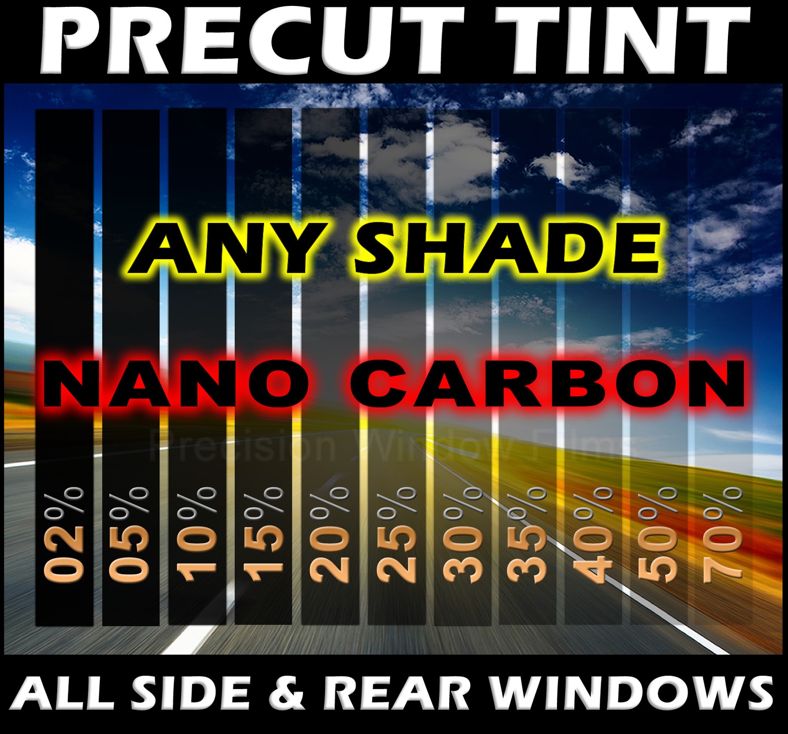 PreCut Window Film for 2014 - 2019 Toyota Corolla Sedan  - Any Tint Shade 