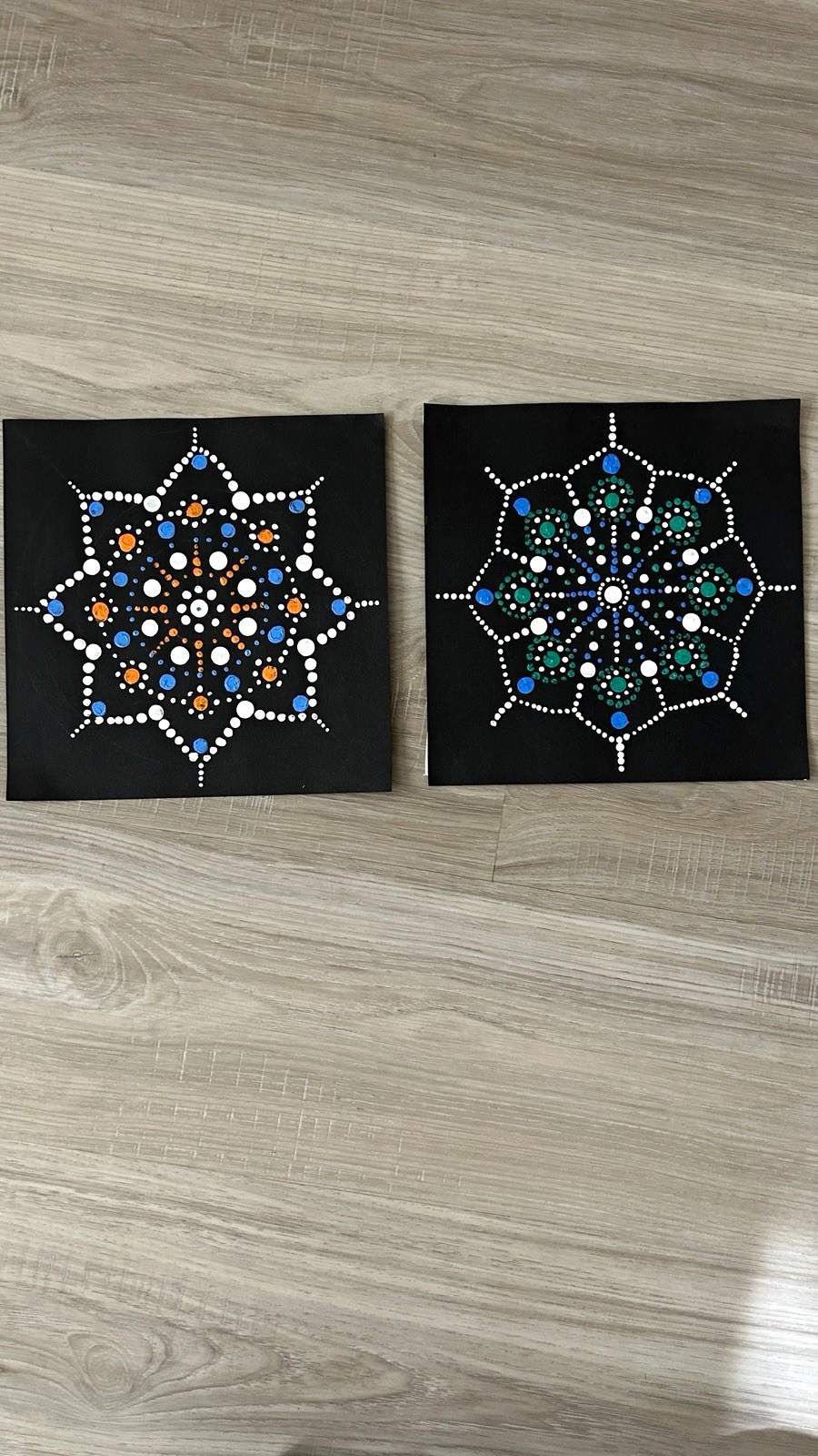 Original Abstract Dot Painting Set of 2 Acrylic on Canvas 12x12 Unframed Original Abstract Dot Painting Set of 2 Acrylic on Canvas 12x12 Unframed