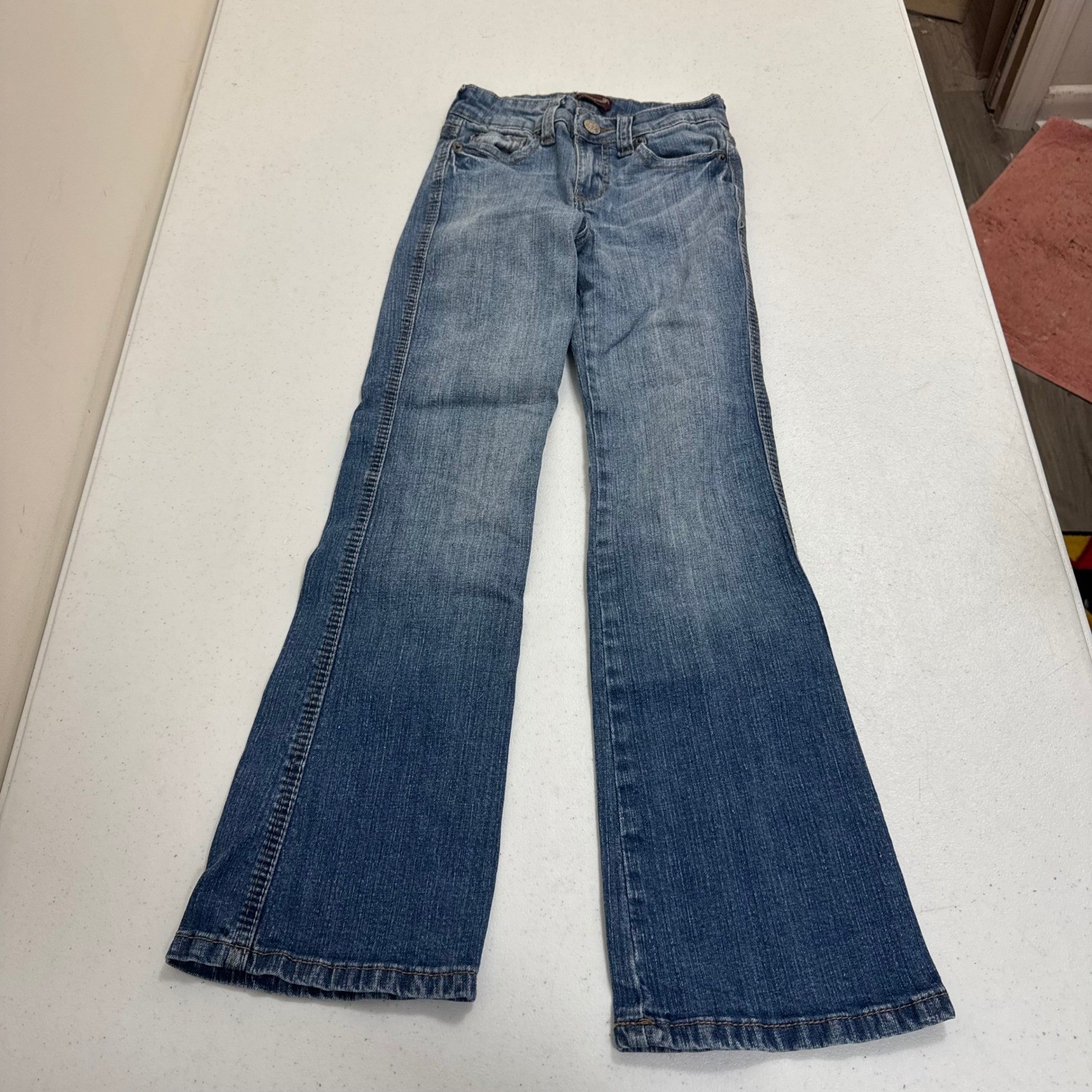 Soul Underground Girls Flare Jeans Medium Wash Embroidered Slim Size 10